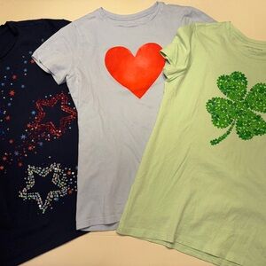 Crewcuts Kids Tees holiday bundle- Red Heart, Green Clover, fireworks